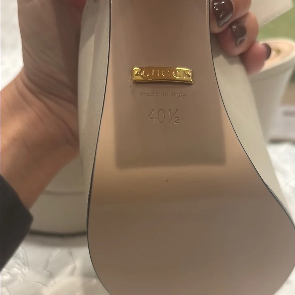 Gucci Women's Napa charlotte Ivory and Gold Platform Sandals size 40.5